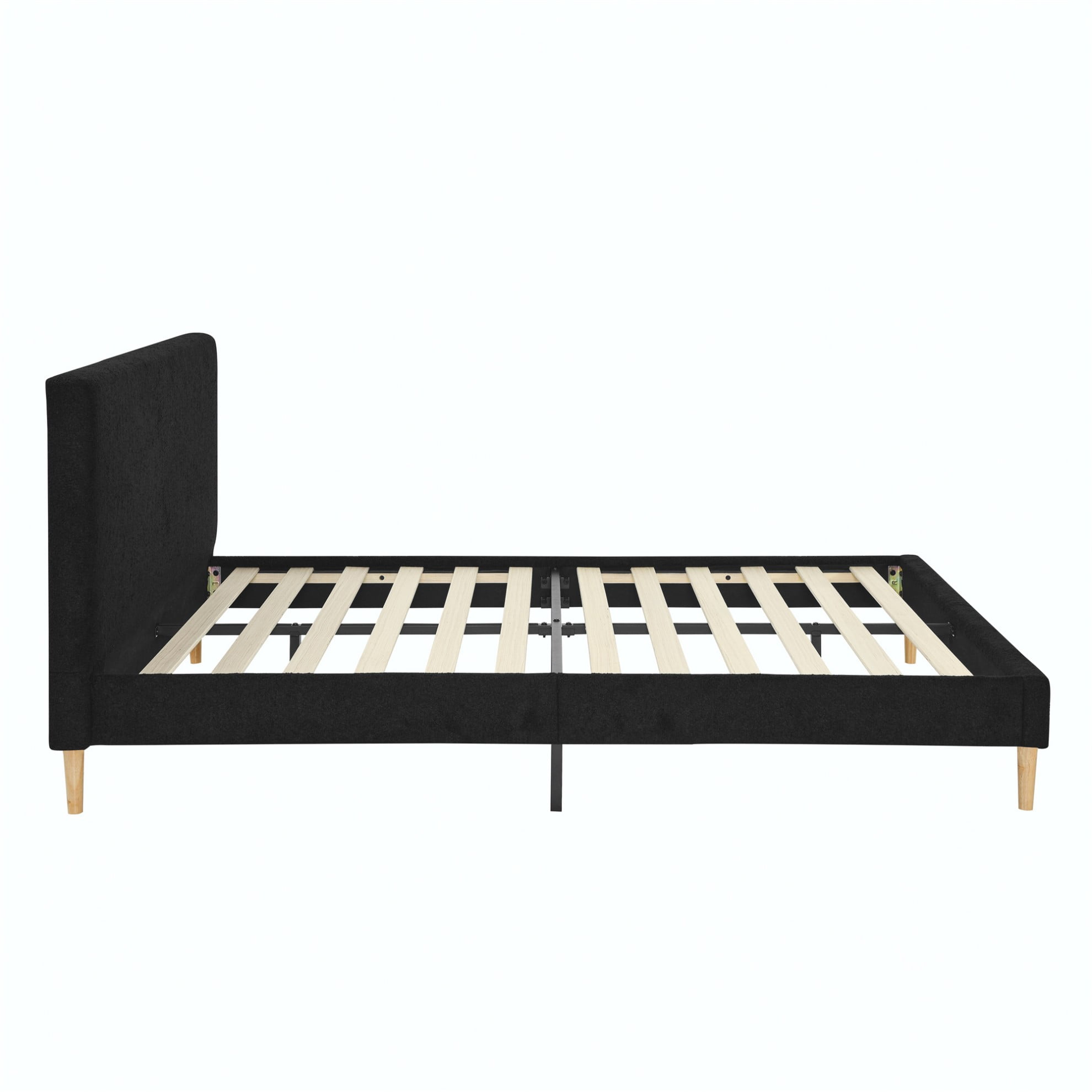 Gewnee Queen Size Upholstered Platform Bed Frame with Headboard,Sturdy Wood Slats & Center Support,No Box Spring Needed,Easy Assembly,Black