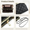 thumbnail image 4 of Quilted Black Kiss Lock Clutch Purse, Small Crossbody Bag with Detachable Strap, PU Leather Credit Card & ID Holder, Slim Wallet for Women, 4 of 6