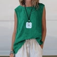thumbnail image 2 of ZZkhGO Women's Summer Tank Tops Casual Boho Blouse Round Neck Sleeveless Loose Fit Asymmetric Hem Holiday Beach Tunic Tops, Green XL, 2 of 7