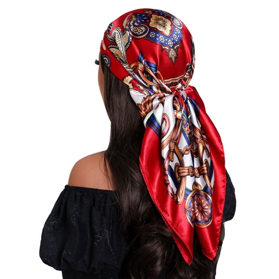 Large Square Headscarf 90x90cm Hair Bandanas Neck Scarves Stylish Soft Artificial Silk for Sleep Beach Daily Wear Parties Decoration
