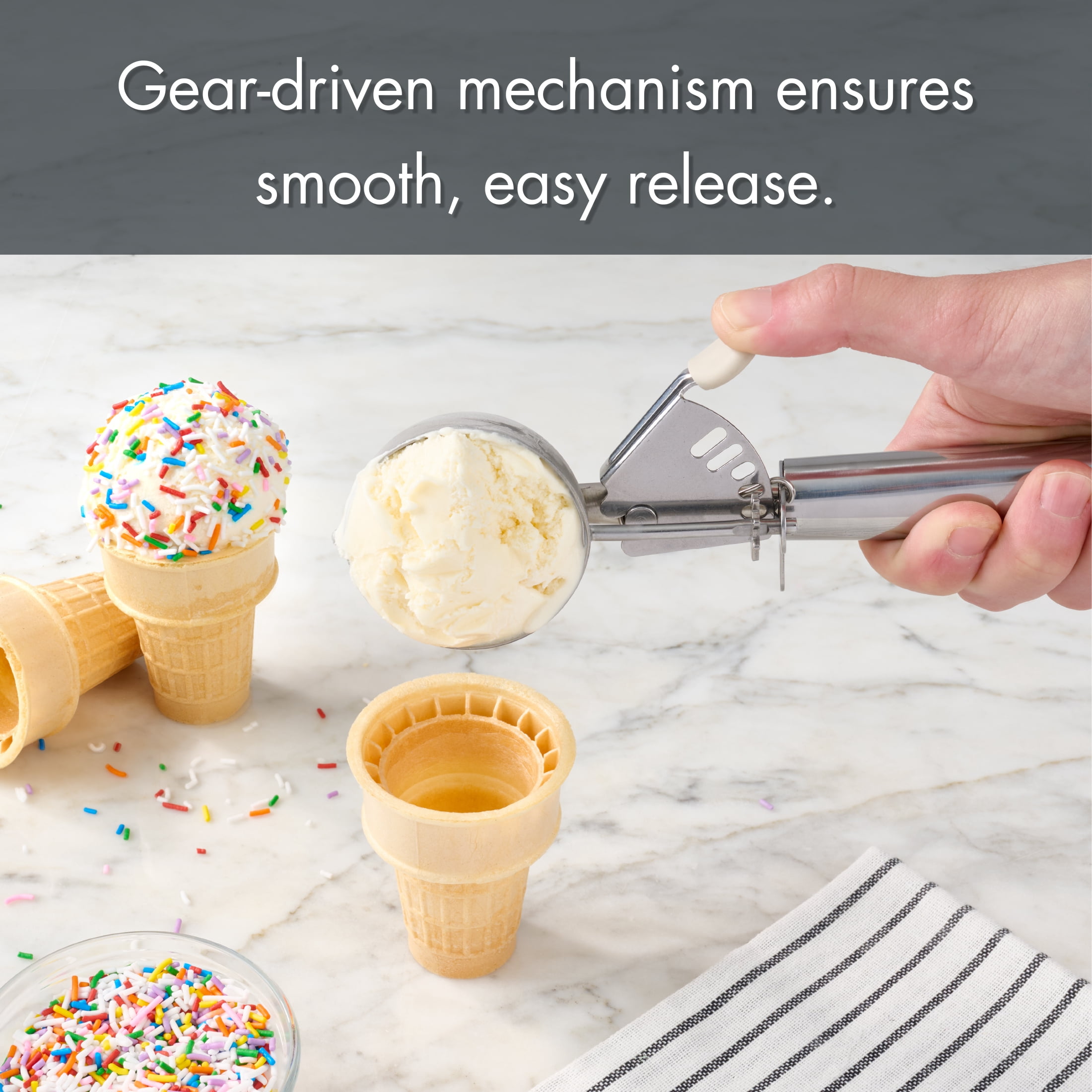 Mainstays Stainless Steel Ice Cream Scoop with Trigger Mechanism