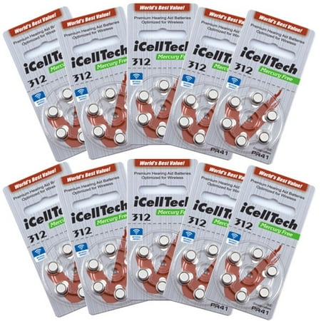 10 Packs (60 Batteries) I Cell Tech Size 312 Hearing Aid Batteries! 60 (Hearing Aid Batteries Size 10 Best Price)
