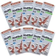 10 Packs (60 Batteries) iCellTech Size 312 Hearing Aid Batteries! 60 Batteries