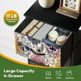 thumbnail image 5 of 4 Drawer Vertical Storage Dresser Skull Flowers Mexican day drawing with Wood Top Fabric Pull Drawers, 5 of 8