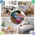 thumbnail image 4 of Colorful Tie Dye Flow Ball Pattern Rectangle Tablecloth 60"x84",Waterproof Polyester Rectangle Table Cloth, Wipeable Spillproof Polyester Tablecloth for Dining, Camping, Indoor and Outdoor, 4 of 5