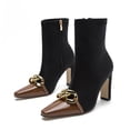 thumbnail image 6 of Fesfesfes Cowgirl Boots for Teen Girls Pointed Zip Shoes Winter Solid Color Fashion Square High Heel Chain 5.5(36), 6 of 7
