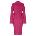 thumbnail image 6 of AUNVITO Women's Solid Color Bodycon Dress Long Sleeve Turn-Down Collar Professional and Chic, 6 of 9