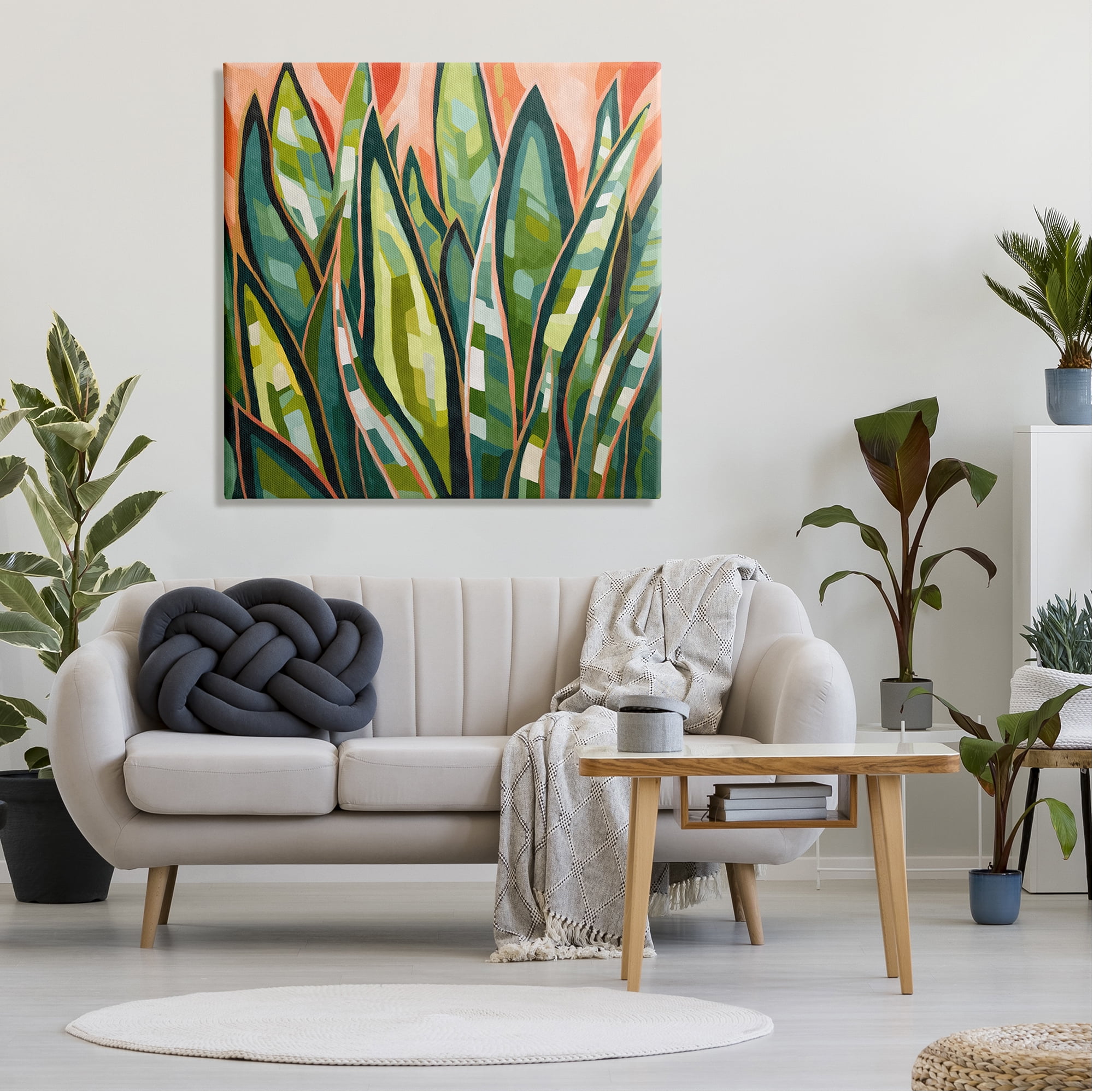 Stupell Industries Abstract Tropical Leaves Botanical & Floral Painting Gallery Wrapped Canvas Art Print Wall Art, 36 x 36