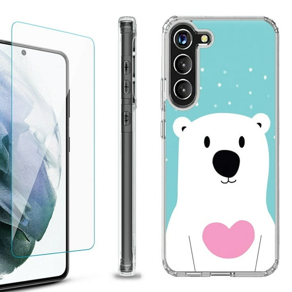 OneToughShield ® for Samsung Galaxy S23  S23 Plus 5G Shockproof Bumper Phone Case, with Tempered Glass Screen Protector - Pola Bear