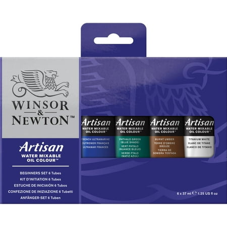 Winsor and Newton Beginner Water Mixable Oil Paint Set, 6