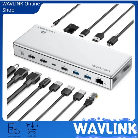 【WAVLINK Selected】Thunderbolt 4 Docking Station, Single 8K, Triple 4K Display, 13 In 1 Laptop Dock