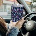 thumbnail image 6 of KLL Skull Flower Blue Print 40oz Stainless Steel Insulated Car Cup with Spillproof Lid - Keep Your Drink Hot or Cold on the Go-Without Straw, 6 of 8