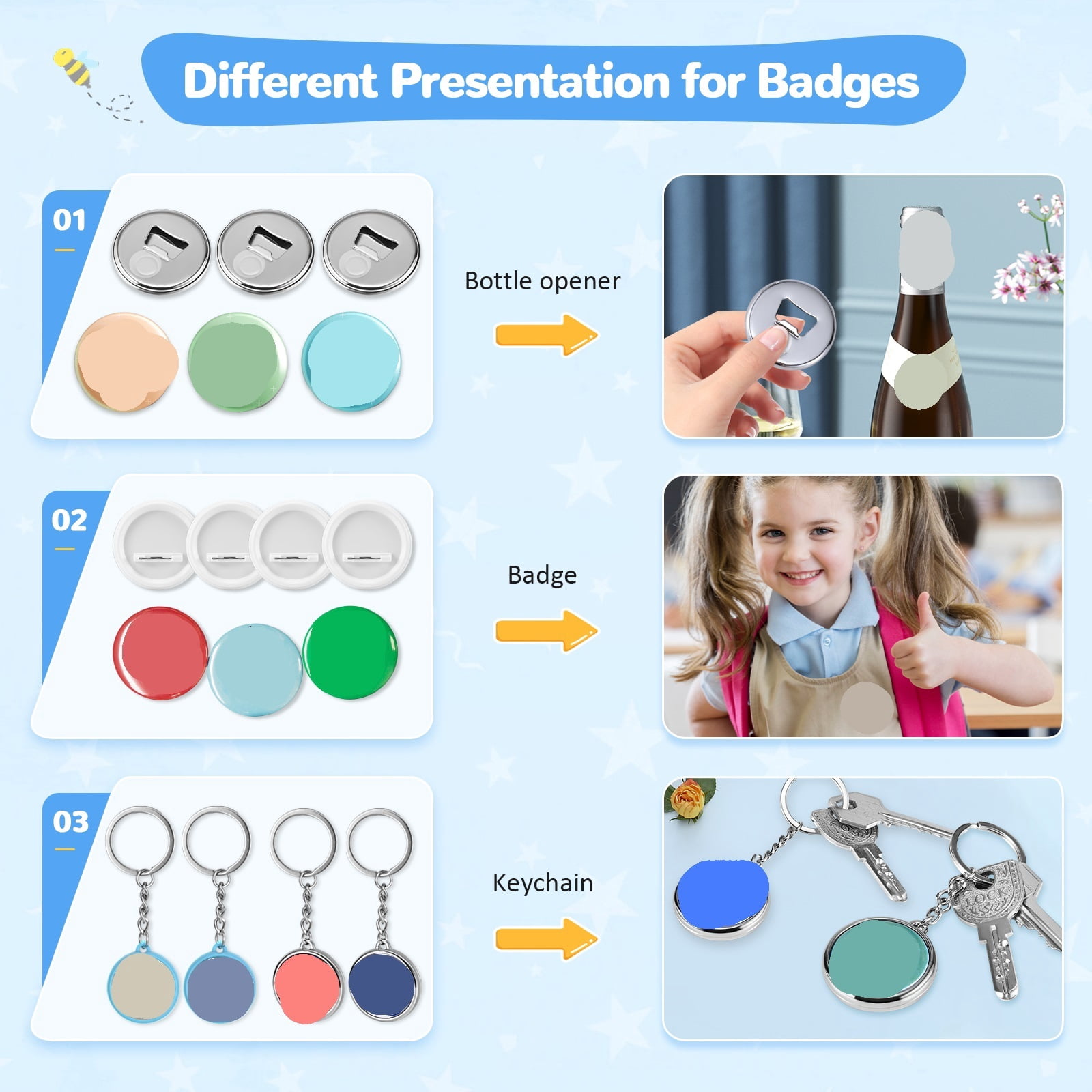 58MM Pink Button Maker Machine DC109 Badges Set,100Pcs Button Parts ,Beginner-Friendly