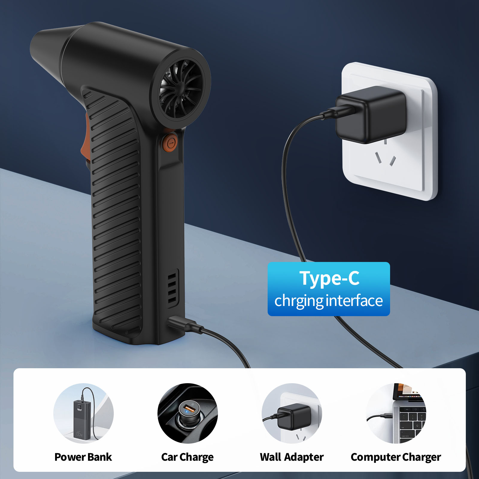 Electric Air Dusters with Fan, 11000RPM, Cordless and Rechargeable, Stepless Speed for Efficient Dusts Removal