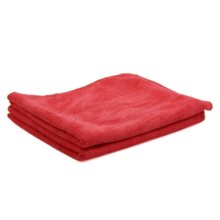 2 Pcs Water Absorbent Microfiber Fabric Car Clean Cloth Towel Protective for Auto Door Glass Red