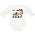 thumbnail image 3 of Inktastic Yes, This is My First Rodeo Cowgirl in Hat and Boots Girls Long Sleeve Baby Bodysuit, 3 of 5
