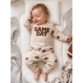 thumbnail image 6 of Loicainy Infant Baby Boy Football Outfits 3 6 12 18 Months Long Sleeve Letter Embroidery Romper Pants Clothes Set, 6 of 8