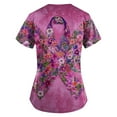 thumbnail image 2 of NAMTYQX Breast Cancer Shirt V Neck Stretchy Loose Fit Breast Cancer Tshirt Purple Size 4XL, 2 of 5