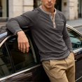 thumbnail image 5 of Akiihool Men's Long Sleeve T-Shirts Cotton Men's Regular Fit Long Sleeve Pocket Summer T Shirt Dark Gray,XL, 5 of 6