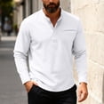 thumbnail image 2 of KHONTS Men's Long Sleeve Henley Shirts Cotton 3-Button Fall Casual T-Shirts Solid Color Soft Basic Tops White XL, 2 of 5