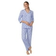thumbnail image 2 of Aria 3/4 Sleeve 100% Cotton Notch Collar Pajama Set with Pockets, Women's Sizes S- 4X, 2 of 6