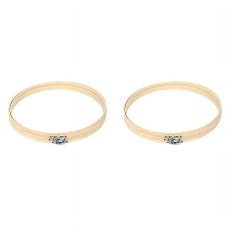 6 Pieces 14 Inch Embroidery Hoops Wooden Round Adjustable Bamboo Circle Cross Hoop Ring for Art Craft Sewing