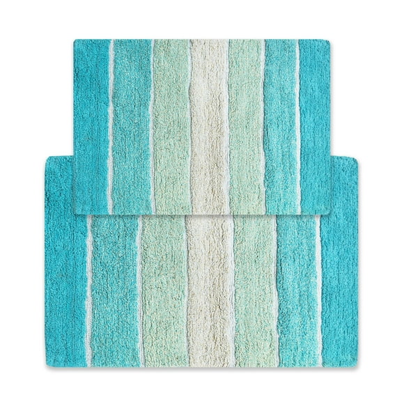 Alfombra de baño Chardin Home Cordural Stripes, juego de 2 unidades, color turquesa