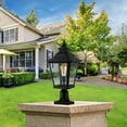 thumbnail image 6 of 21" Outdoor Post Lantern Light, 2-Pack Vintage Black Metal Garden Pillar Lamp with Clear Glass for Driveway, Gate, Pathway, and Yard Lighting, Elegant Exterior Design (Bulb Not Included), 6 of 10