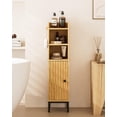 thumbnail image 2 of Bathroom Storage Cabinet, Small Corner Floor Hutch with 2Hooks,Narrow Toilet Paper Cabinet with Rattan Door,Bathroom Organizer with Adjustable Shelf, for Small Spaces(Classic-Rattan, Black), 2 of 10