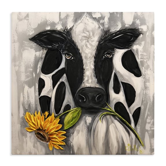 Stupell Industries Cottage Cow & Sunflower Canvas Art, 30 x 30, by Estelle Grengs