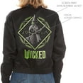 thumbnail image 4 of wicked Elphaba Womens, Ladies & Juniors Satin Bomber Jacket with Embroidery & Metallic Foil Back Graphic, Black, X-Large, 4 of 7