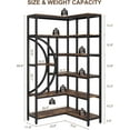 thumbnail image 3 of Wooden Bookshelf, Industrial Corner Bookcase, L Shaped Corner Bookcase, 6 Tiers Storage Rack, for Living Room Bedroom Office, Modern Bookcase, Small Space Bookshelf, Multifunctional Bookshelf, Brown, 3 of 8