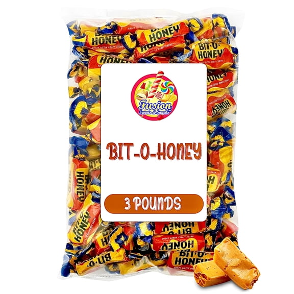 Bit O Honey Candy - 3 LB Bulk Bag - Individually Wrapped Retro Candy - Real Honey And Almond Taffy (About 200 Pieces)