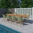 thumbnail image 3 of Menorca 11-Piece Teak Finish Wood FSC Certified and Aluminum Extendable Patio Dining Set With Green Chairs, 3 of 13