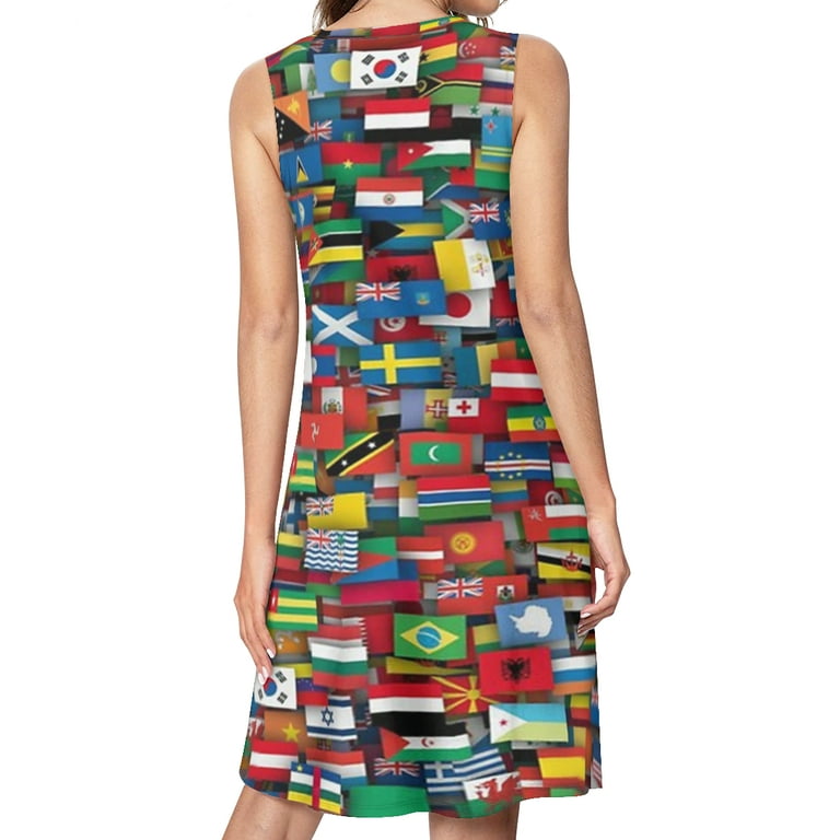 Flags of all countries of the world Spring Summer Dresses for Women Fashion  T-shirt Dress Casual Sleeveless Loose Sundress with Pockets - Walmart.com