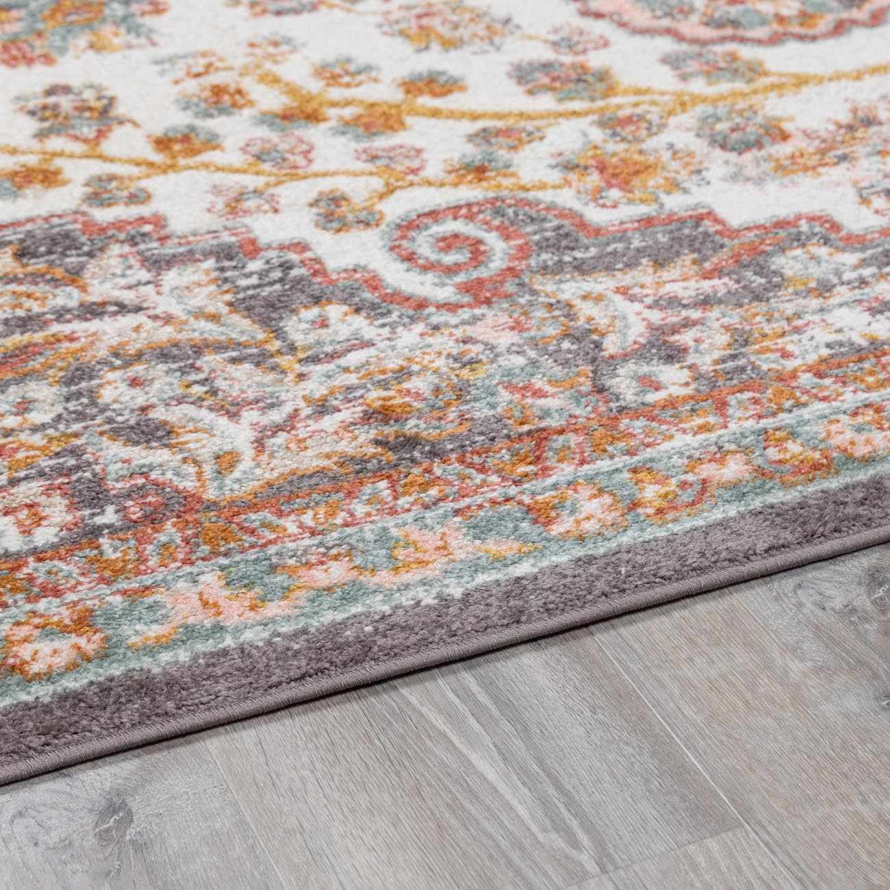 Oark Oriental Bohemian Living Room Bedroom Area Rug - Boho Vintage Distressed Carpet - Persian Medallion - Soft Color Carpet - Pink, Beige, Orange - 5'2'' x 7'