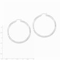 thumbnail image 2 of Sterling Silver 3.00mm Satin Sparkle-Cut Hoop Earrings - 5.8 Grams - Measures 58x55mm Wide 3mm Thick, 2 of 3