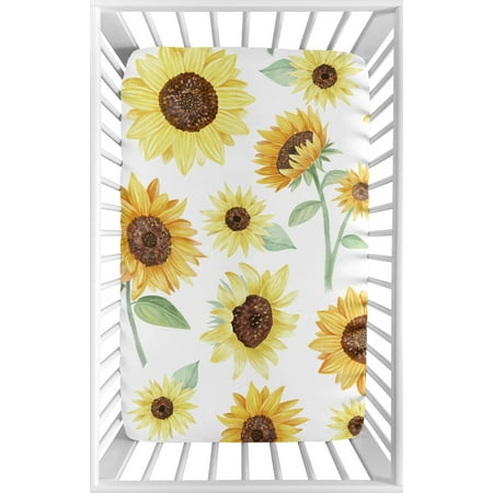 UPC: 0846480070672 | Sunflower Yellow Mini Fitted Crib Sheet by Sweet Jojo Designs