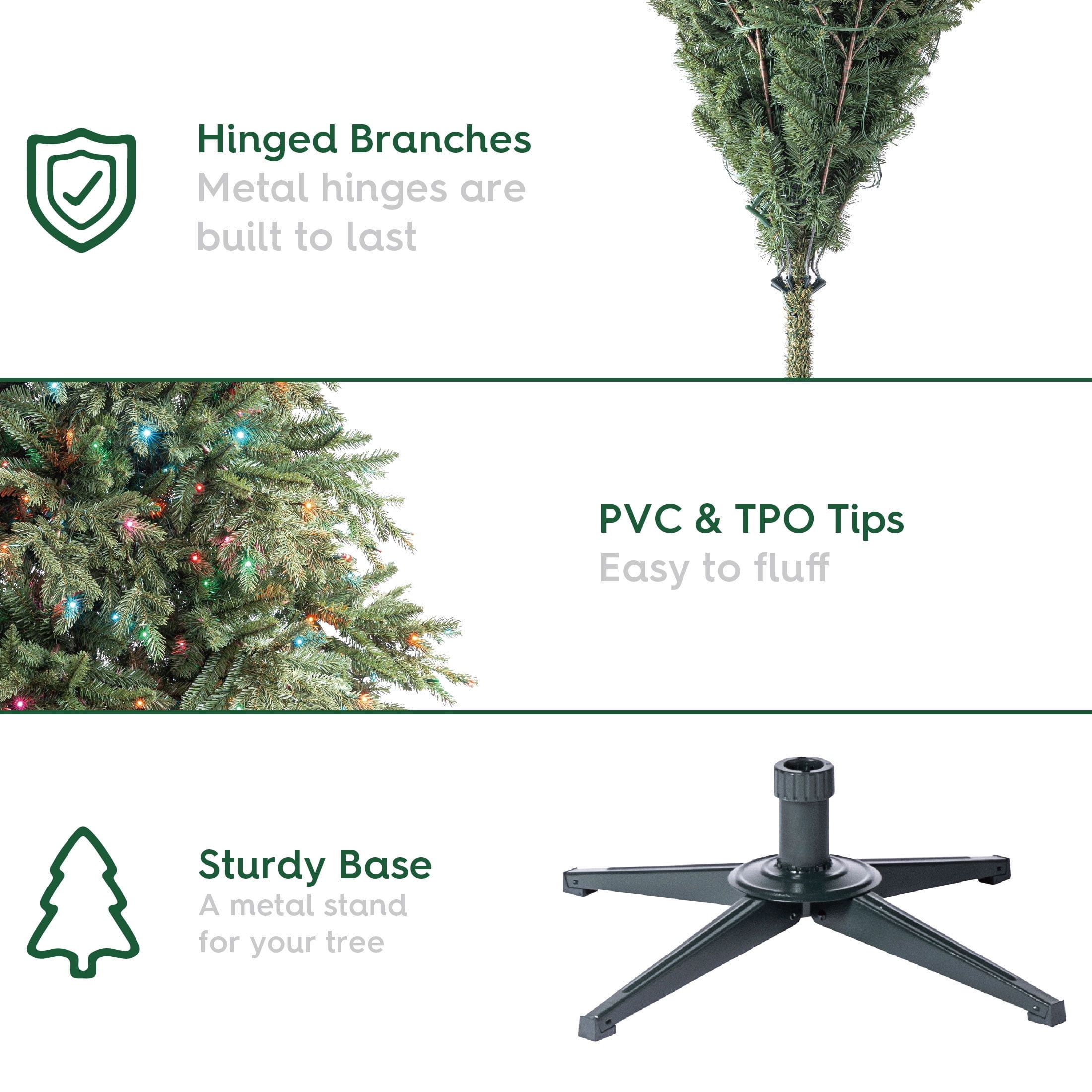 7.5' Pre-Lit Sharon Fir Green Artificial Christmas Tree with LumaDazzle Color-Changing Twinkle LED Lights, Quick Set, and Stand, by Holiday Time