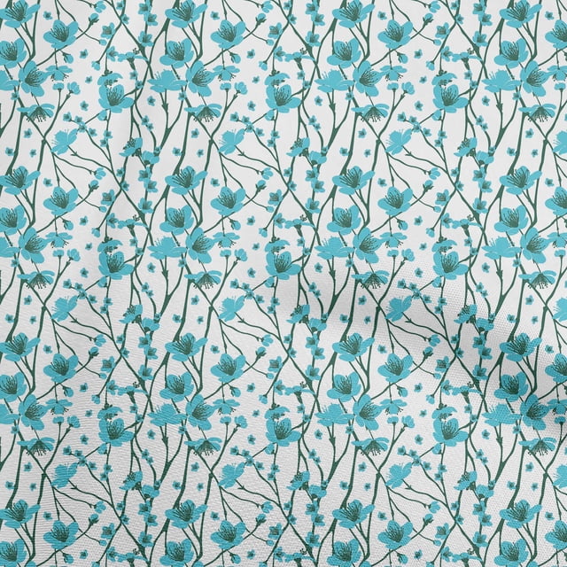 oneOone Polyester Spandex Turquoise Bleu Tissu Enfants Robe Floral Tissu Tissu Imprimé par la Cour 56 Pouces de Large
