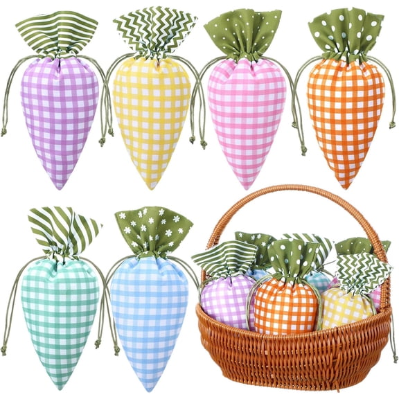 Dalrosia Easter Carrot Gift Bags Easter Fabric Drawstring Bag Carrot Candy Goody Bags Treat Bags for Spring Basket Stuffers Egg Hunt Outdoor Party Favor Supplies