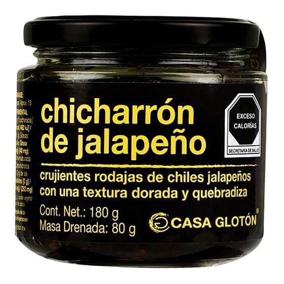Chicharrón de jalapeño Casa Glotón rodajas en aceite 180 g