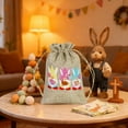 thumbnail image 6 of Easter Bunny Linen Dstring Bag for Candy Eggs,Cute Party Favor Gift Pouch,3.94x4.28 Inches,Reusable Cloth Treat Bag with Dstring Closure for Easter Basket Stuffers,Holiday Celebrations & Gifts, 6 of 6