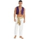 thumbnail image 2 of Disfraz de Halloween para hombre, príncipe mítico Aladino, traje de fiesta de carnaval, chaleco con ribete de lentejuelas y pantalones con cinturón, M, negro B, 2 of 5