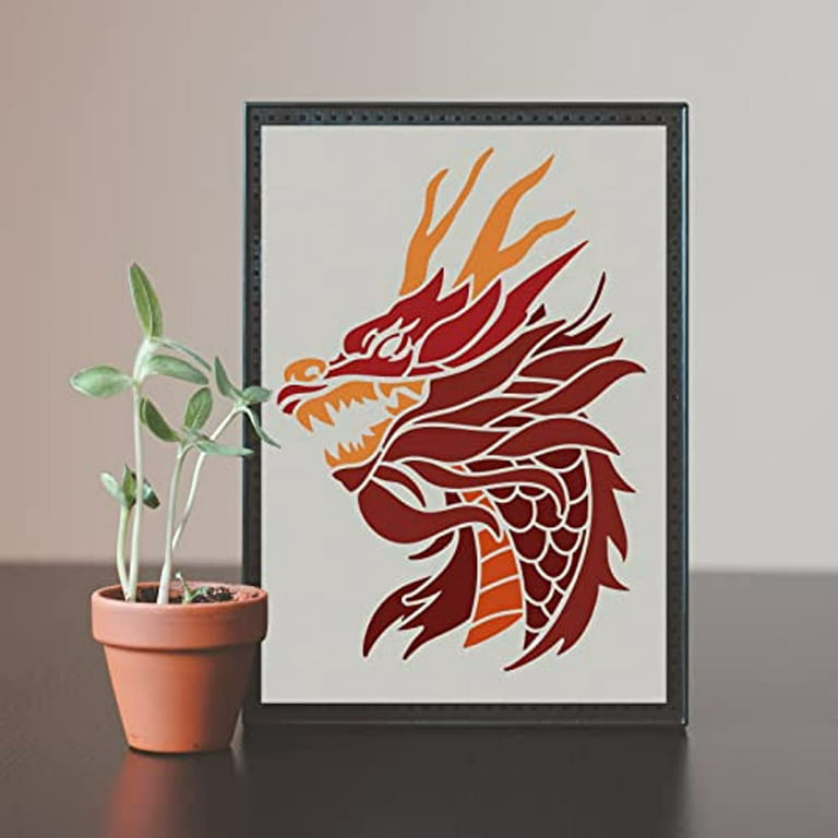 20 Pieces Dragon Stencils Template Reusable Mylar Craft Stencils for  Painting on Wood Canvas Walls Decorations DIY Projects (20 Dragon)