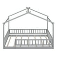 thumbnail image 6 of Harper & Bright Designs Full Size Floor House Bed, Wood Montessori House Bed Frame with Fence, Playhouse Tent Bed with Roof, Gray, Gray, 6 of 9