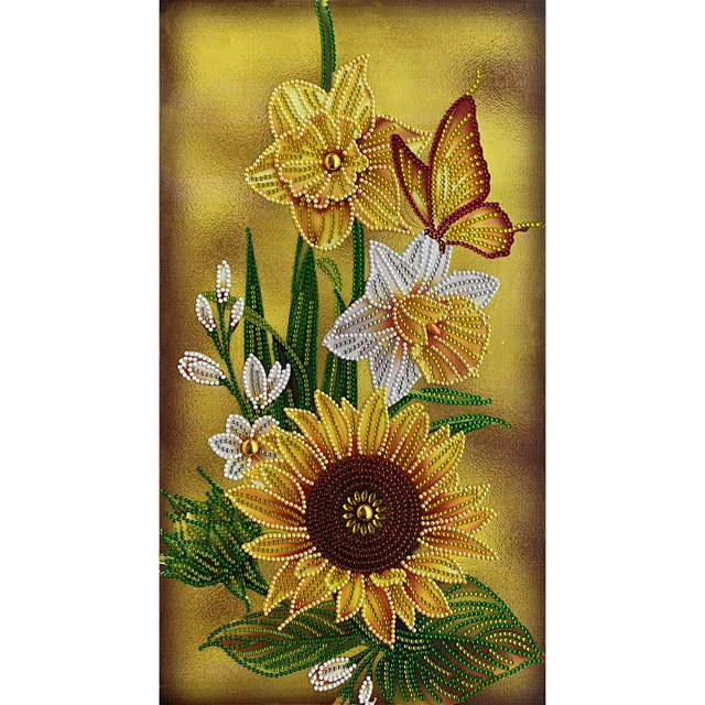 Cuadros Decorativos Pintura de diamante especial parcial girasol + mariposa 5D resina imagen de diamantes de imitación DQrwqpou Nuevos Originales