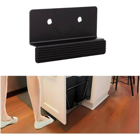 QUMMFA Foot Pull for Trash Cabinet, Kitchen Cabinet Garbage Can Foot Pull Handle, Touchless Opener for Trash Cabinets, Black Carbon Steel, 1-Pack