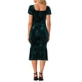 thumbnail image 3 of INSPIRE CHIC Velvet Floral Dress for Women's Puff Sleeve Semi Formal Wedding Guest Dresses XS Green, 3 of 6