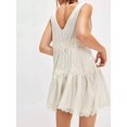thumbnail image 2 of White Lace Trim Slip Mini Dress V-Neck Sleeveless Flowy Swing Boho Coquette Drop Waist, 2 of 5
